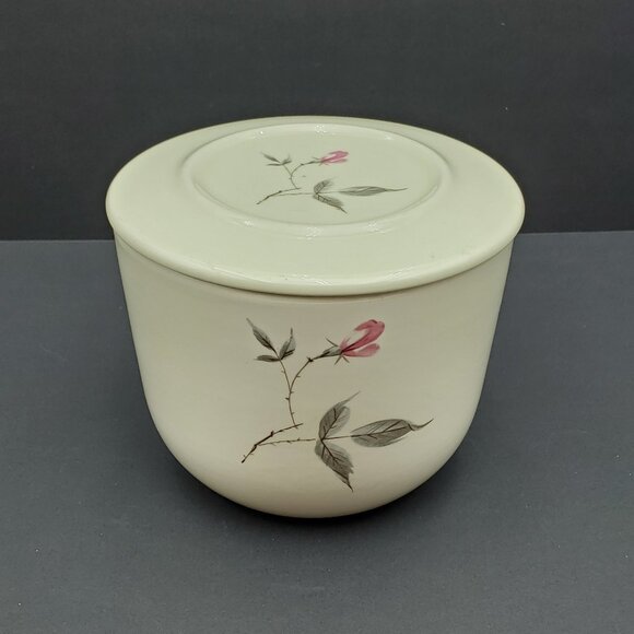 Universal Ballerina Rosette Refrigerator Jar Pink Rose Lidded Bowl Canister - Picture 1 of 11